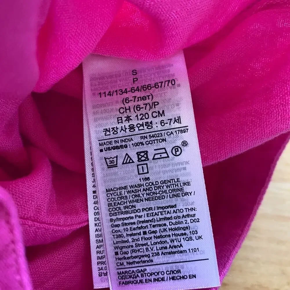 NWT GAP Kids Crinkle Supersoft Cotton Gauze Tunic Dress Phoebe Pink (S 6-7)
